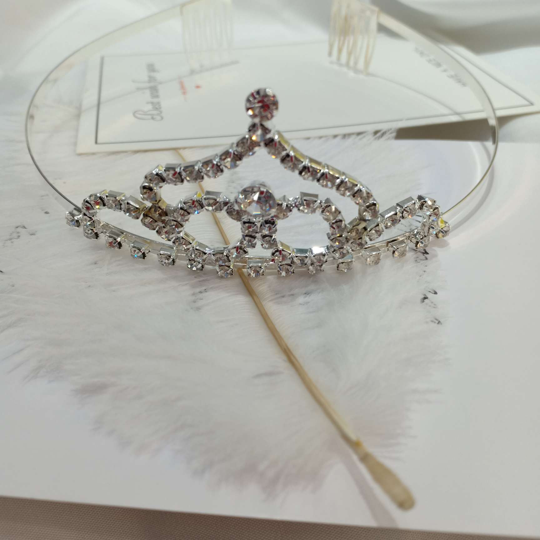 Korean children's crown headwear, princess hair accessory, rhinestone, little girl hair band, hair clip, girls' crown Item Picture