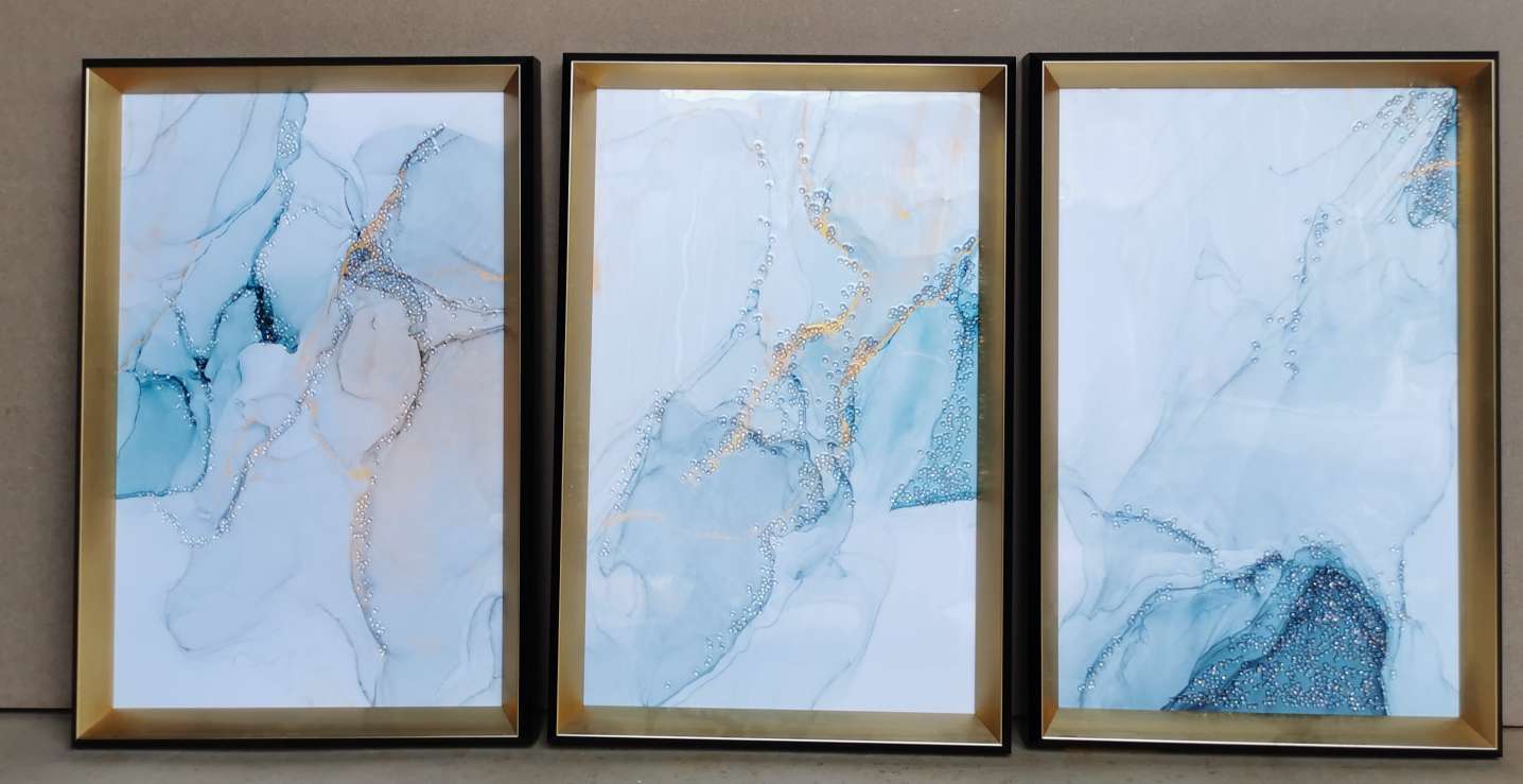 现代抽象沙发背景三联画  餐厅三联画 晶瓷晶钻画详情图1