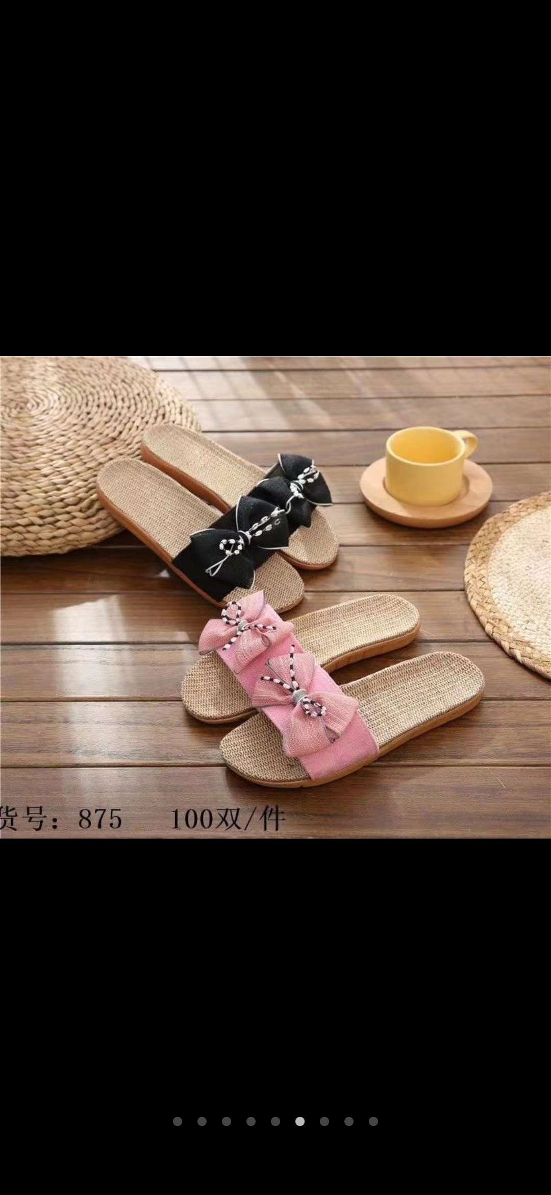 Fashionable linen slippers details Picture