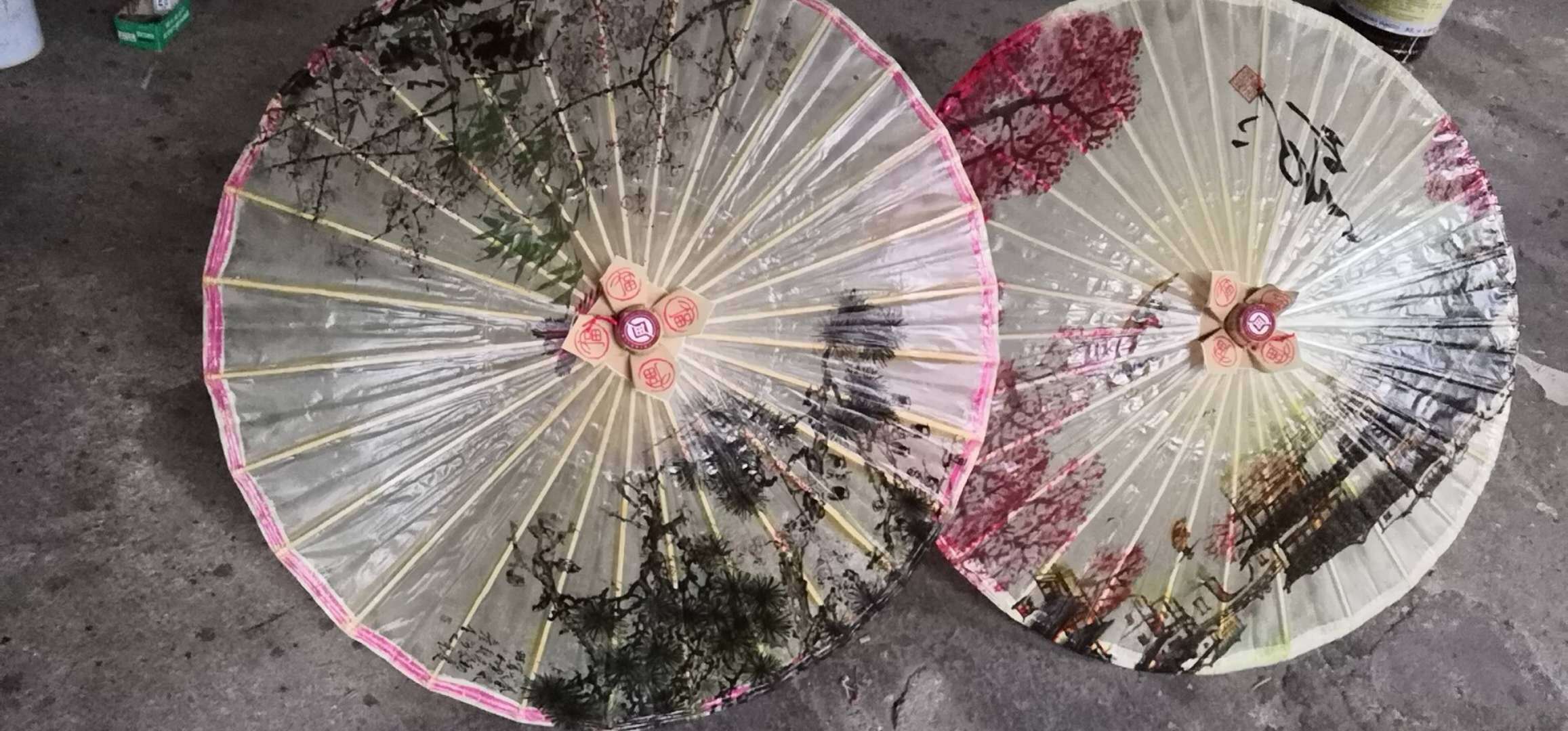 半径42公分日式油纸伞和风复古典粉红樱花仕女舞蹈摄影防雨日本装饰手工油纸伞