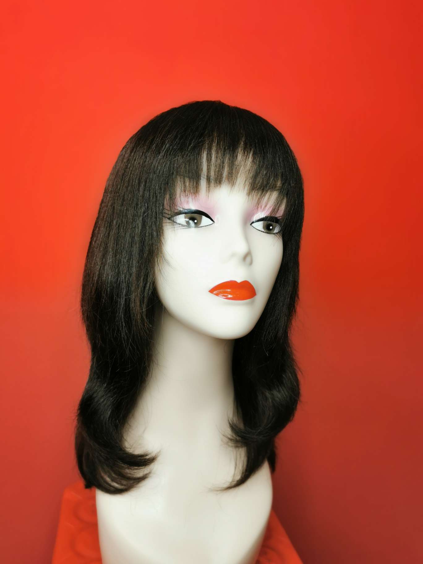 100% hand-knitted real human hair, ladies' headgear, long hair details Picture