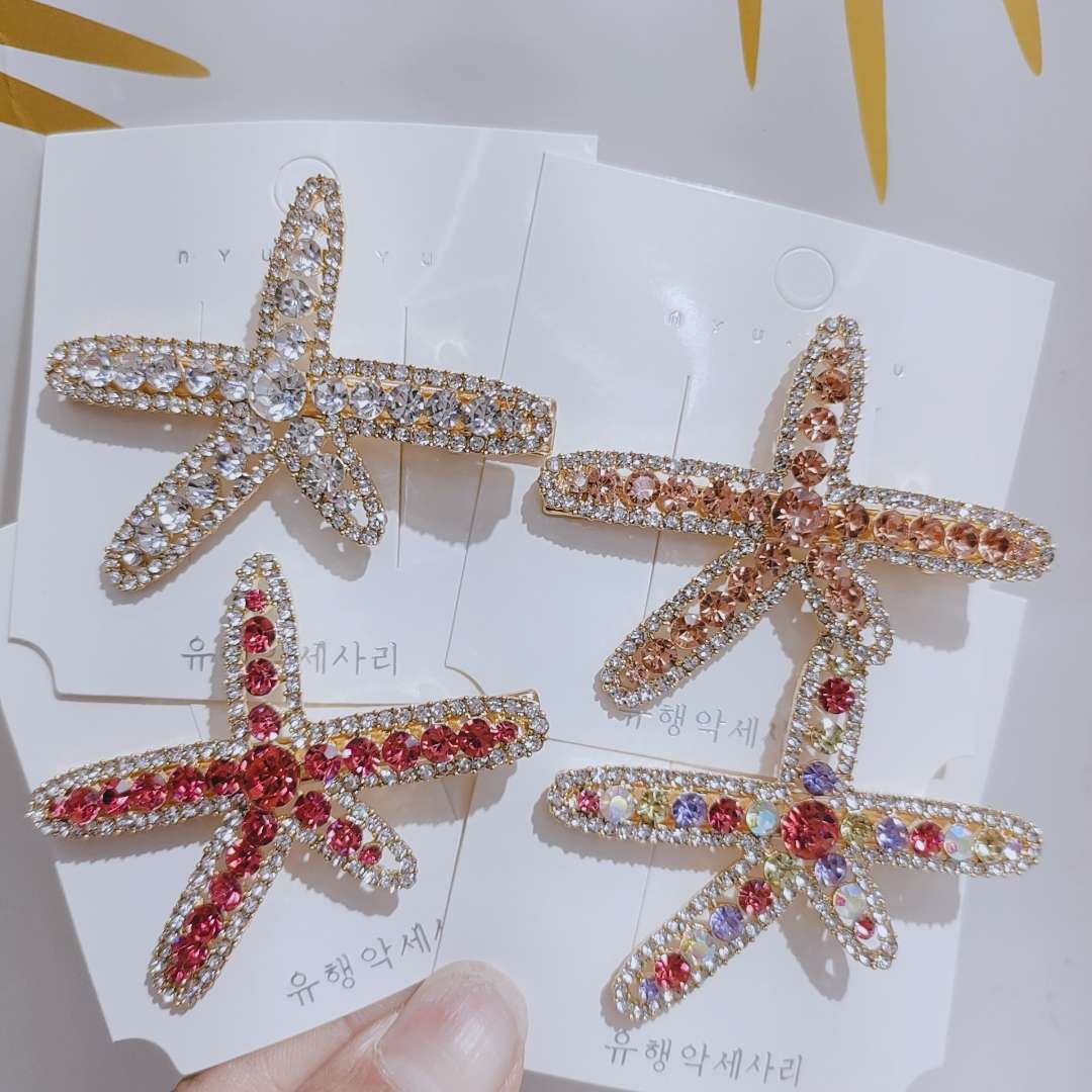 Starfish hairpin female Korean ins bangs clip top clip hair cassette drill web celebrity clip duck clip tiara thumbnail