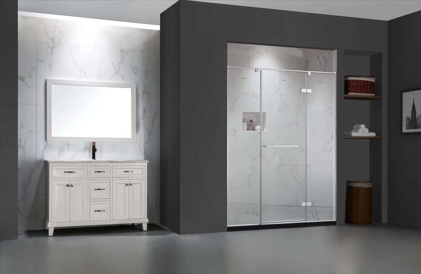 The Bette Super White Crystal Glass shower Enclosure 05 series features a chrome-plated, aesthetically pleasing and integrated design details Picture