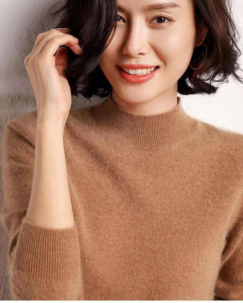 Women's flatbed semi-tall cashmere sweater Application Scenario