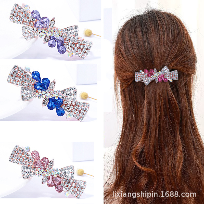 Bow hair clip back of head hair pin spring clip Korean hair clip headpiece clip crosswise clip hair clip large spring clip thumbnail