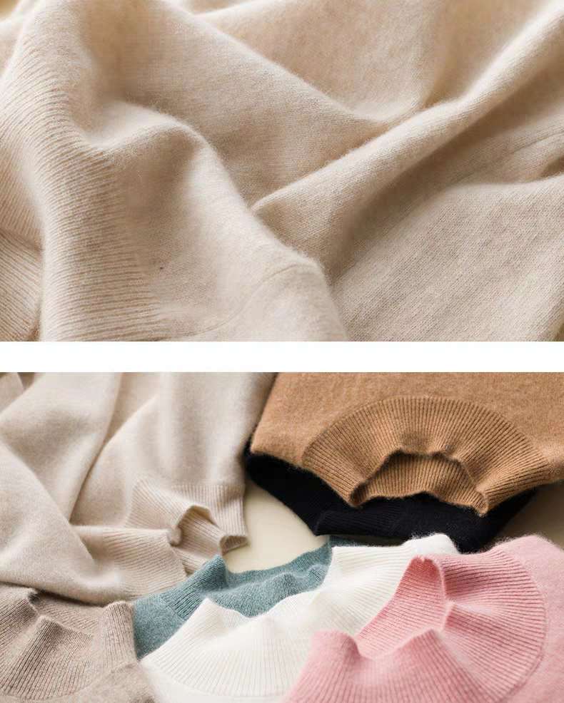 Women's flatbed semi-tall cashmere sweater