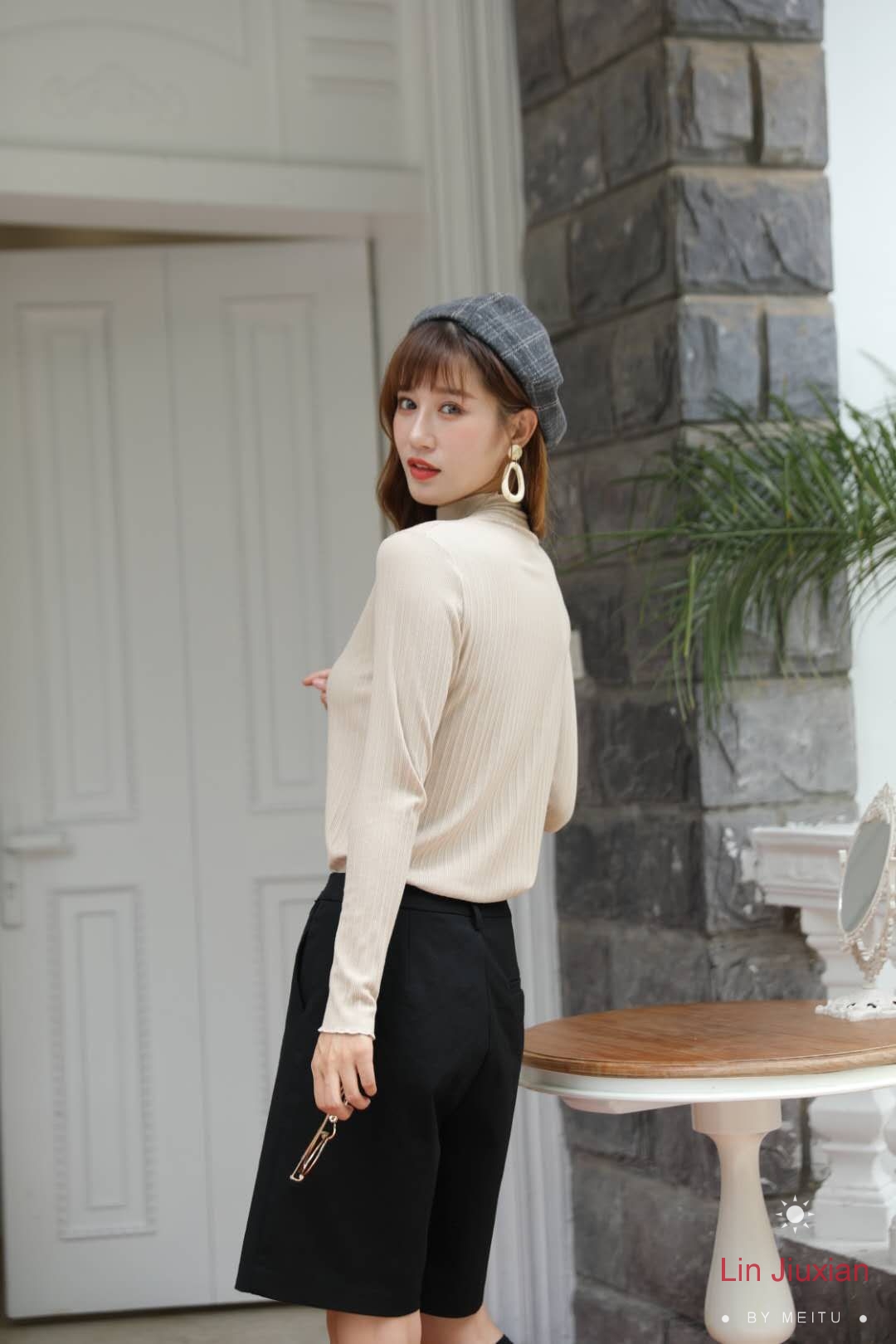 带木耳边毛衣2020秋冬新款修身半高领木耳边针织衫长袖纯棉女装详情图6