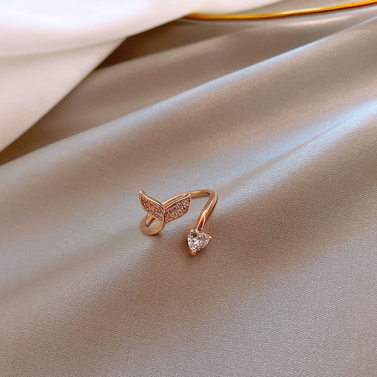 Mermaid ring female fashion personality ins tide cold wind simple small vegan ring index finger ring Sun system light luxury