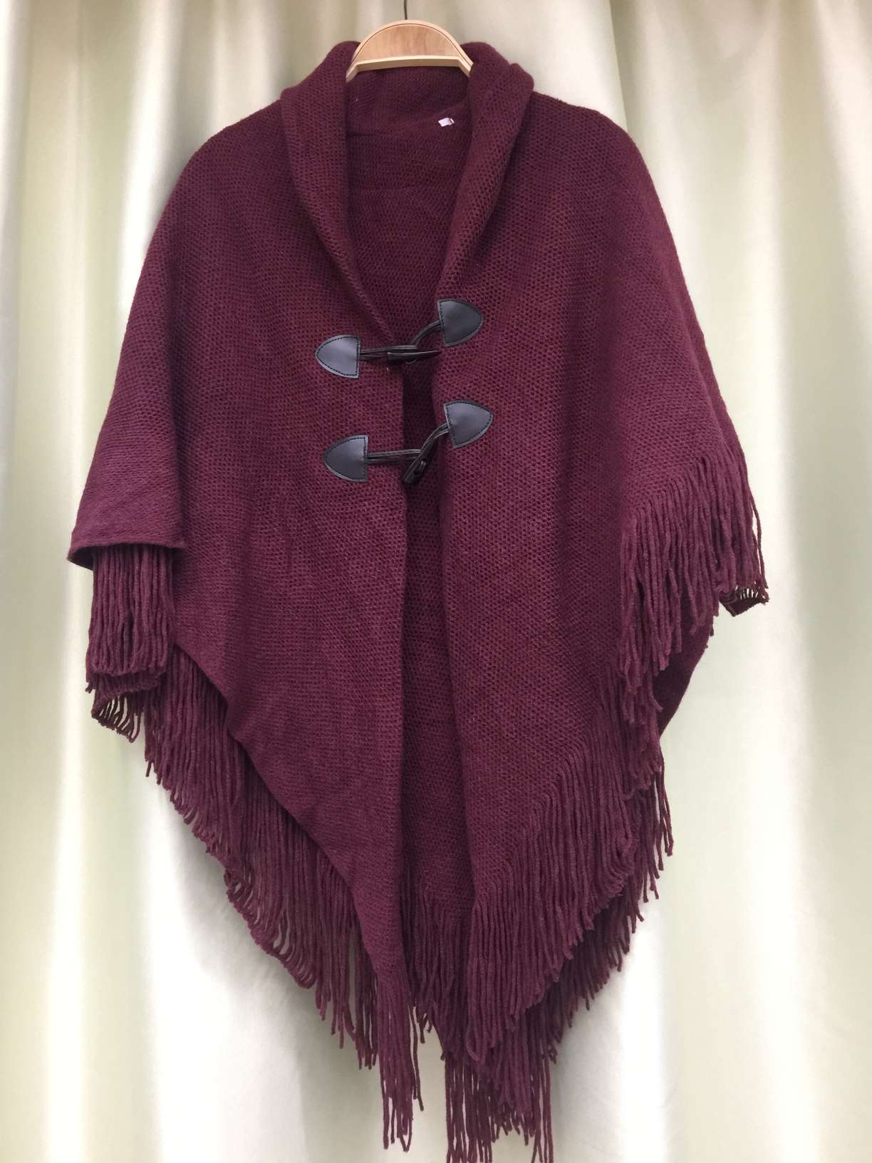 Large-sized buttoned bat sleeve knitted cardigan, women's shawl coat, women's fringed irregular mid-length sweater Specification image