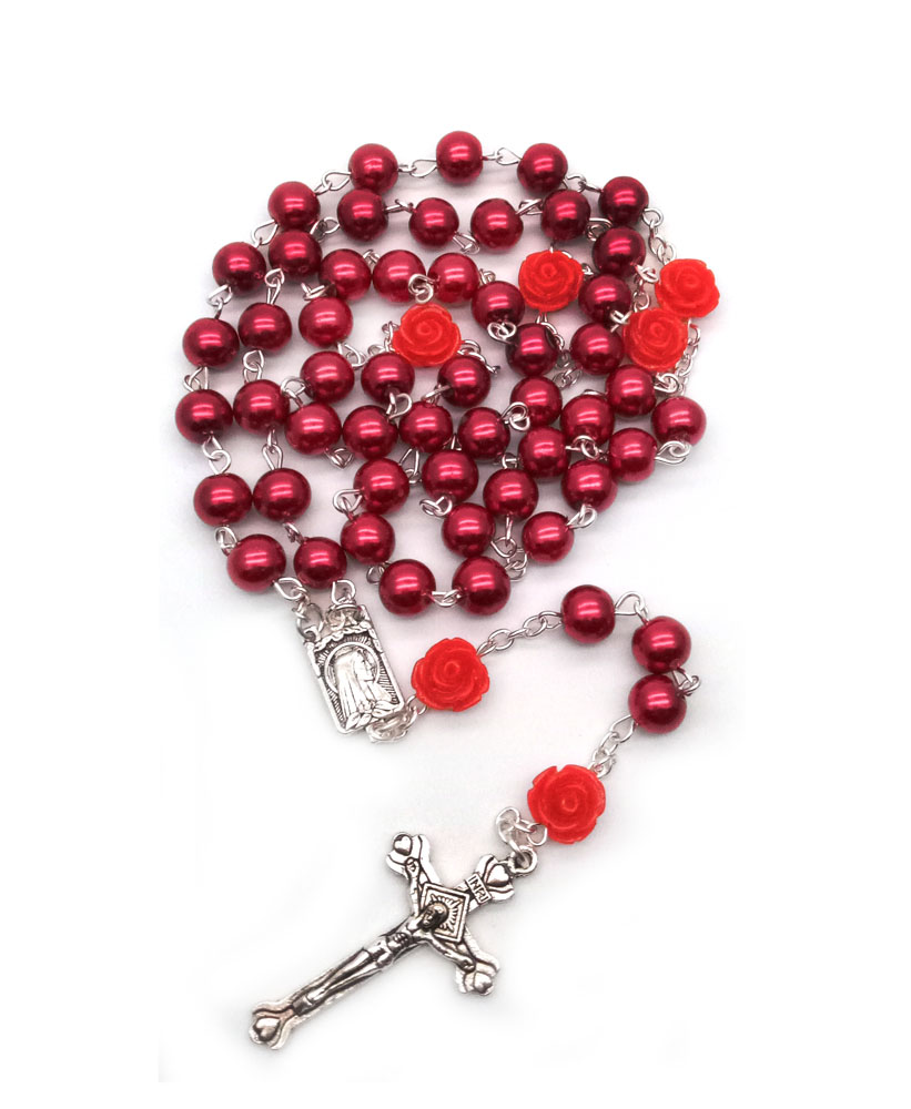 6mm pearl rose rosine necklace, wedding prayer beads undefined
