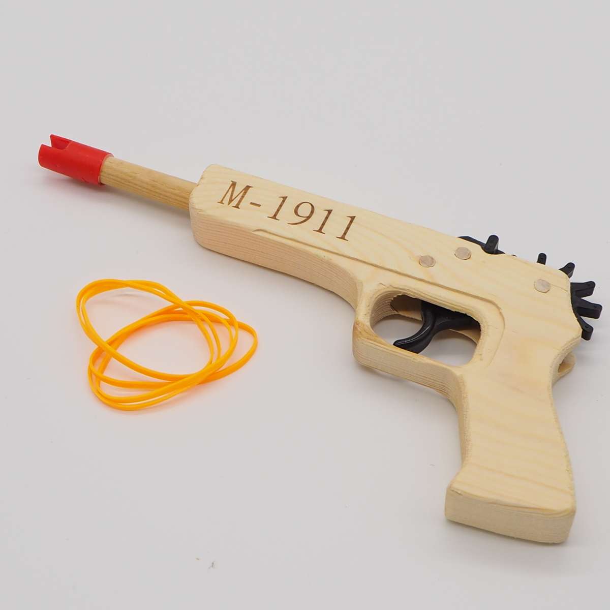 厂家直销 皮筋连发白木枪 木制玩具打皮圈枪 M-阿1911批发儿童玩具