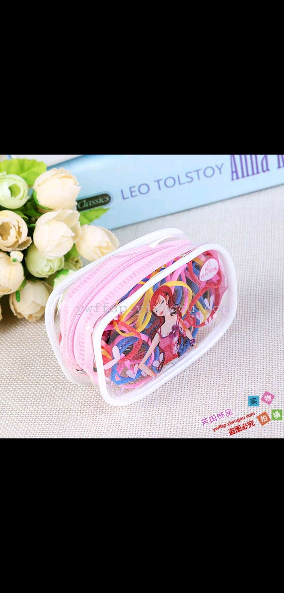 Factory wholesale of popular Korean-style disposable small rubber bands in square boxes, colorful strong-pull unbreakable children's hair ties and hair bands Item Picture
