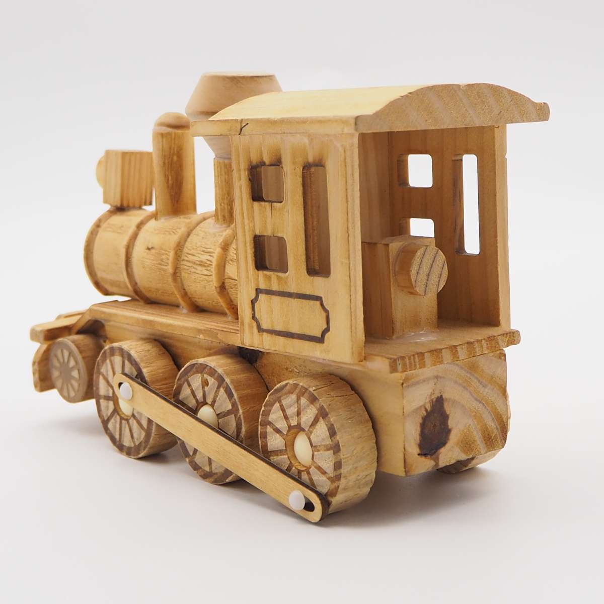 Wooden craft toy carbonized locomotive details Picture