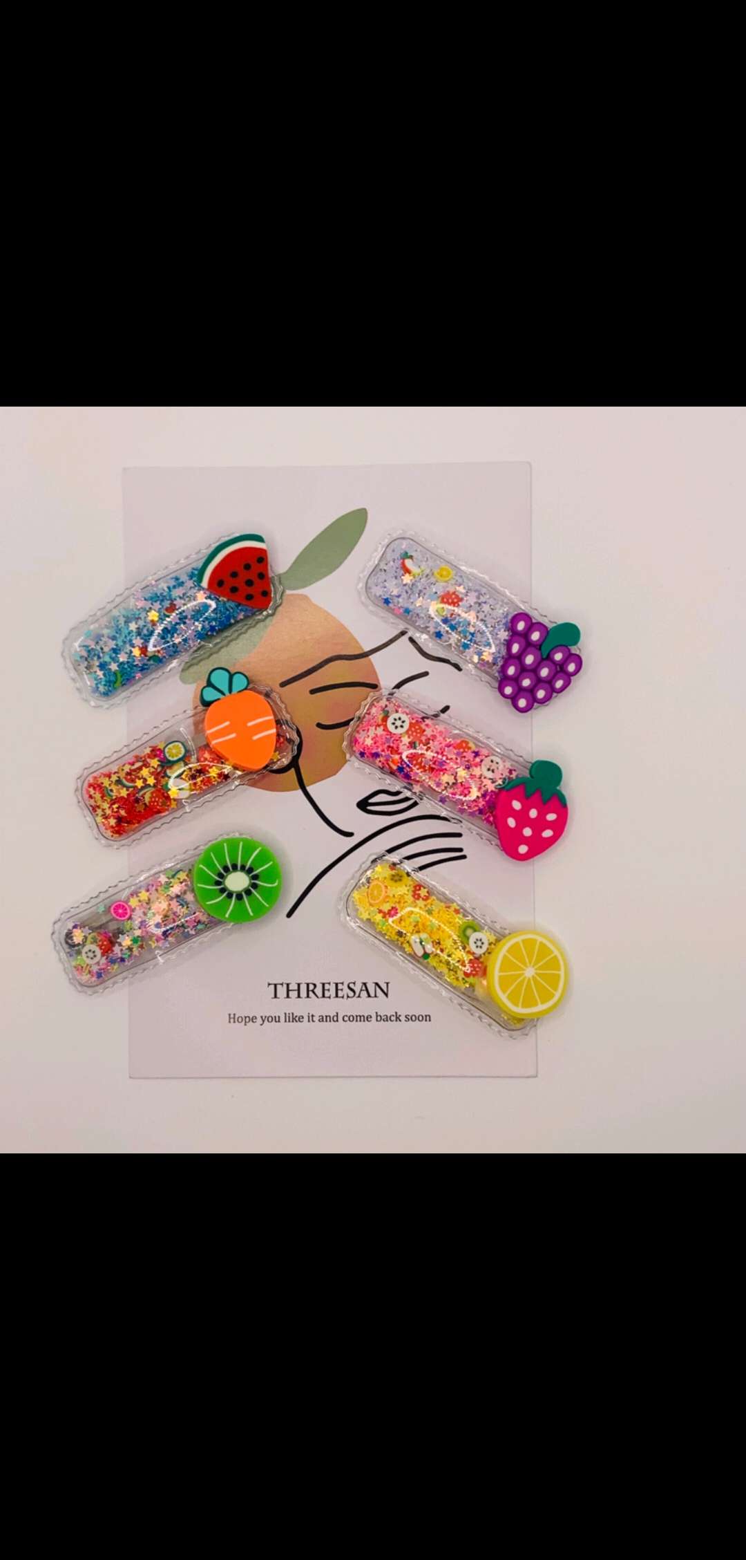 日韩儿童发夹学生发夹儿童发夹刘海夹可爱卡通水果流沙发夹BB夹细节图