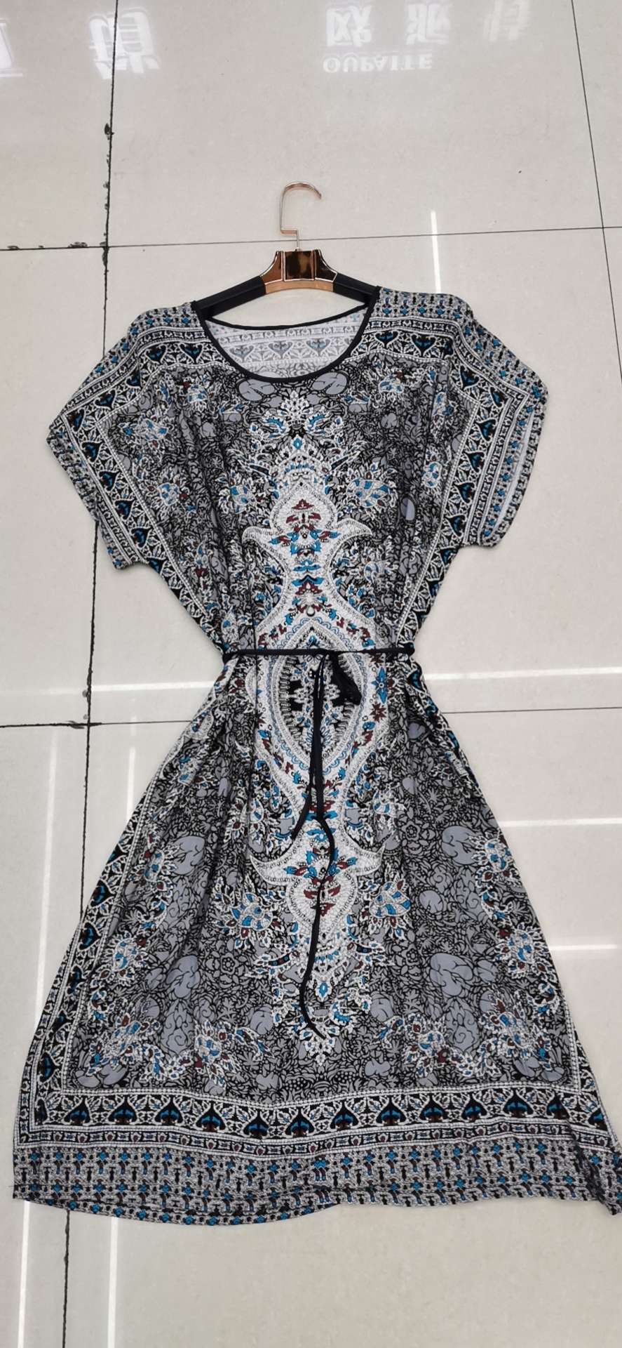 The pajama dress is loose and casual for women