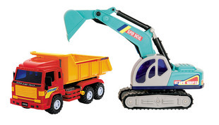 力利工程车系列儿童玩具车模32829挖土机+翻斗车组合惯性滑行详情图4