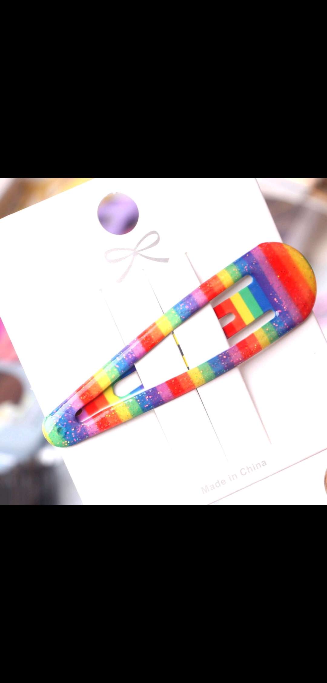 2020新款韩国东大门印花滴油聪粉彩虹BB发夹边夹刘海夹发卡白底实物图