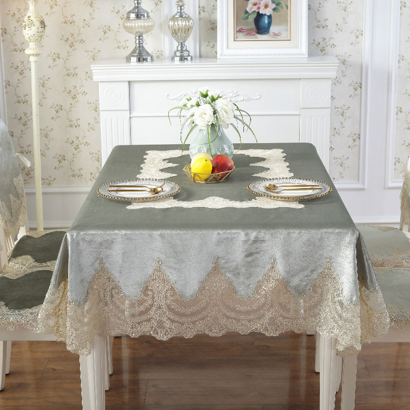 厂家直供 欧式桌布绒布长方形茶几布刺绣花边布艺椅垫椅套 （130*180cm）详情图10