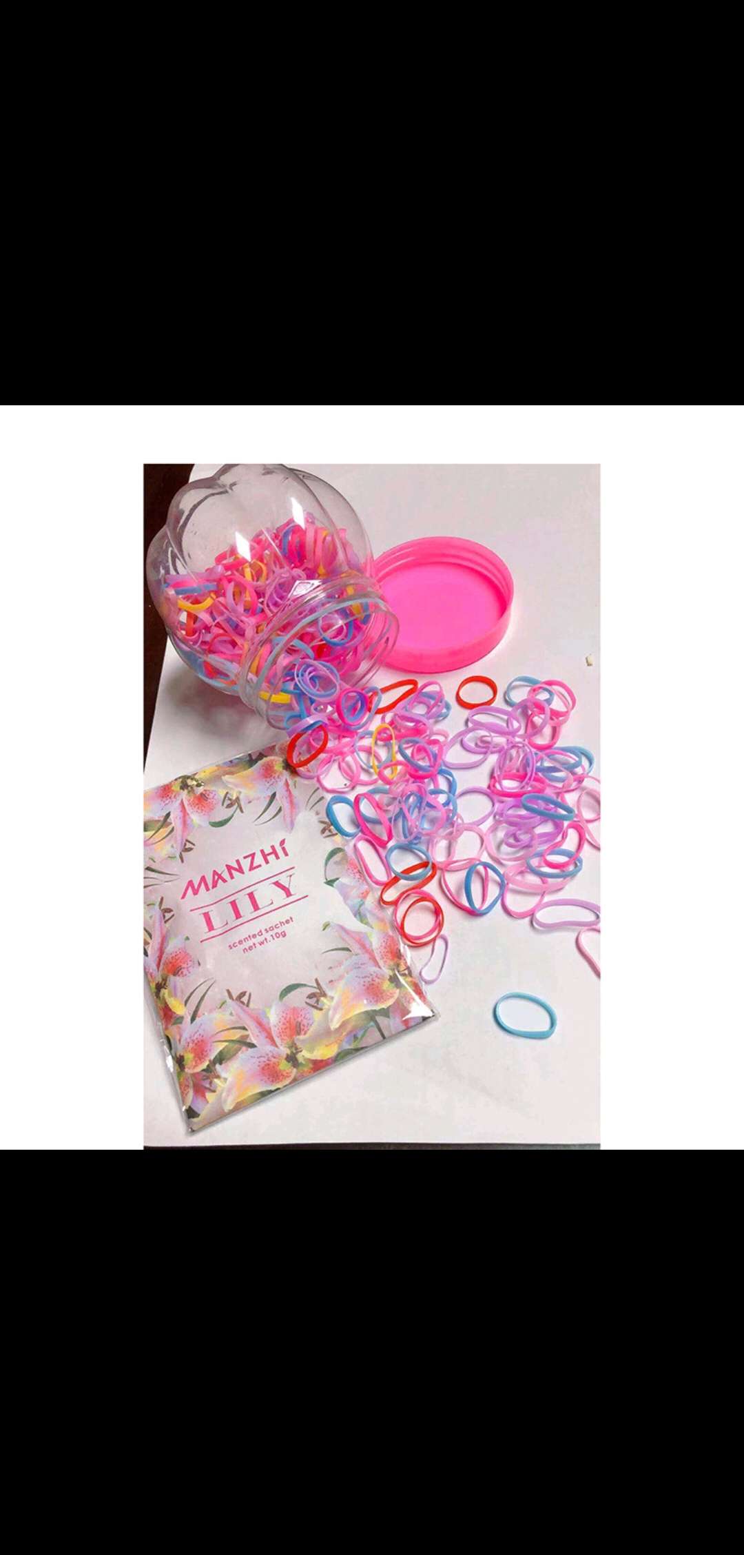Wholesale of 2-yuan disposable color cartoon children's hair bands in buckets, simple transparent small rubber bands from accessory stores Specification image