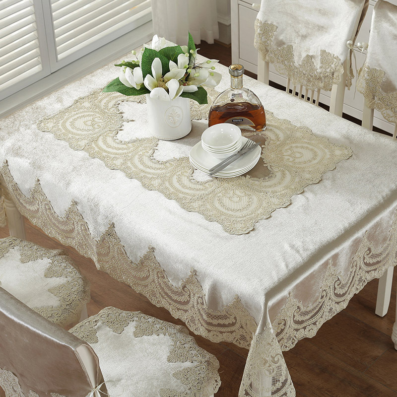 厂家直供 欧式桌布绒布长方形茶几布刺绣花边布艺椅垫椅套 （130*180cm）图