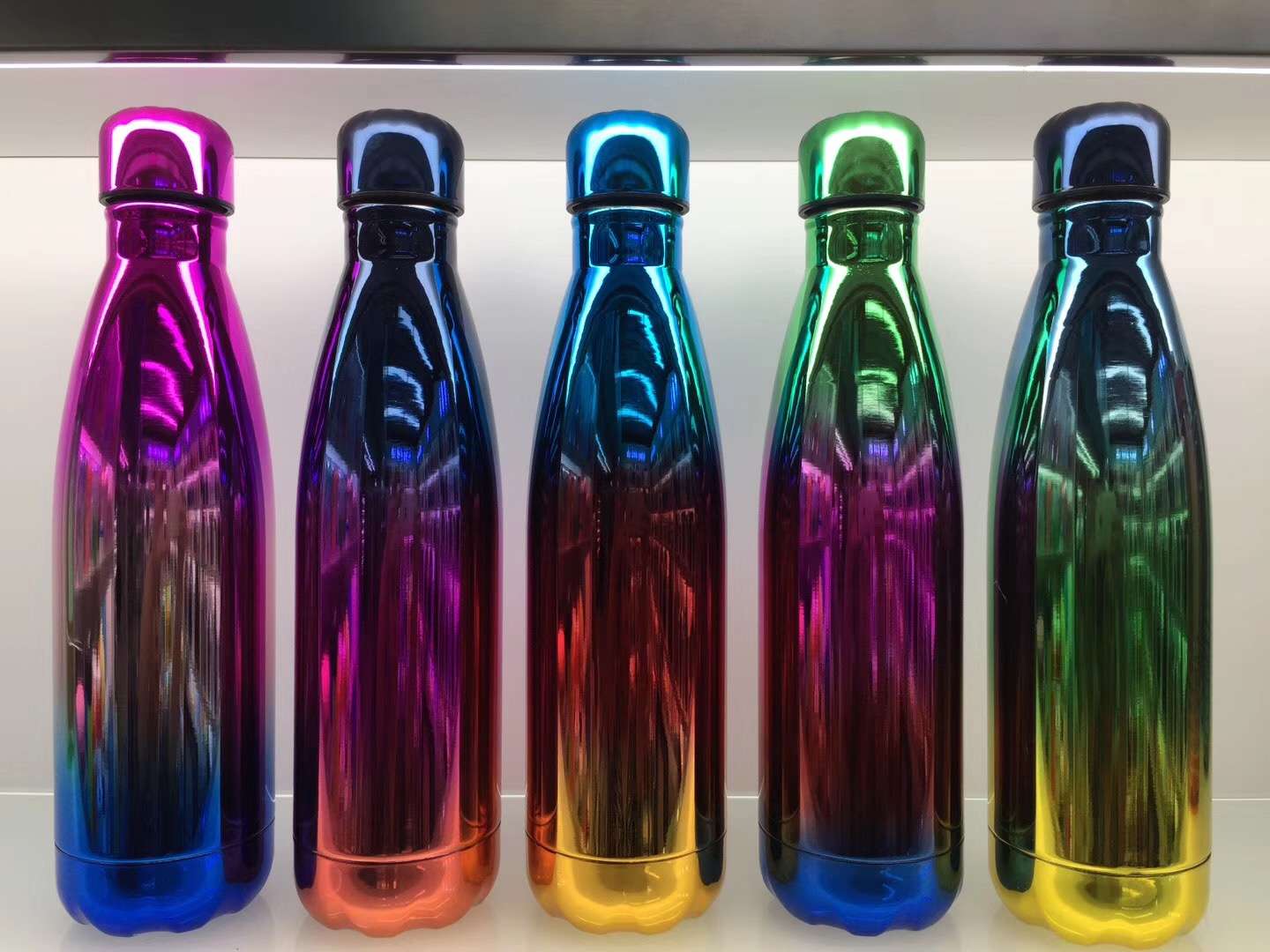 Thermos cup double layer stainless steel vacuum thermos cup 500ml Coke bottle electroplating gradient thumbnail