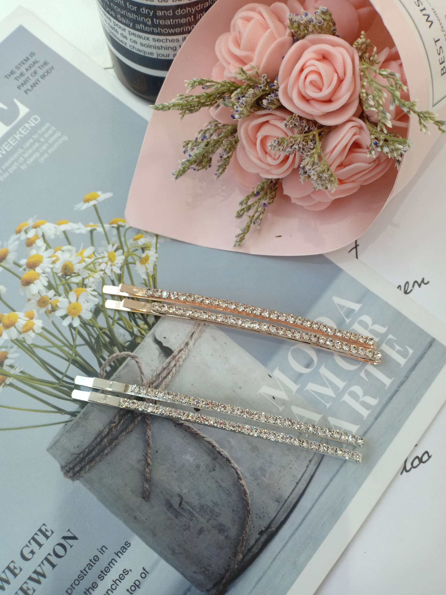 A Popular One-Line Hair Clip With A Korean Water Diamond Hairpin And A Female One-Line Hair Clip