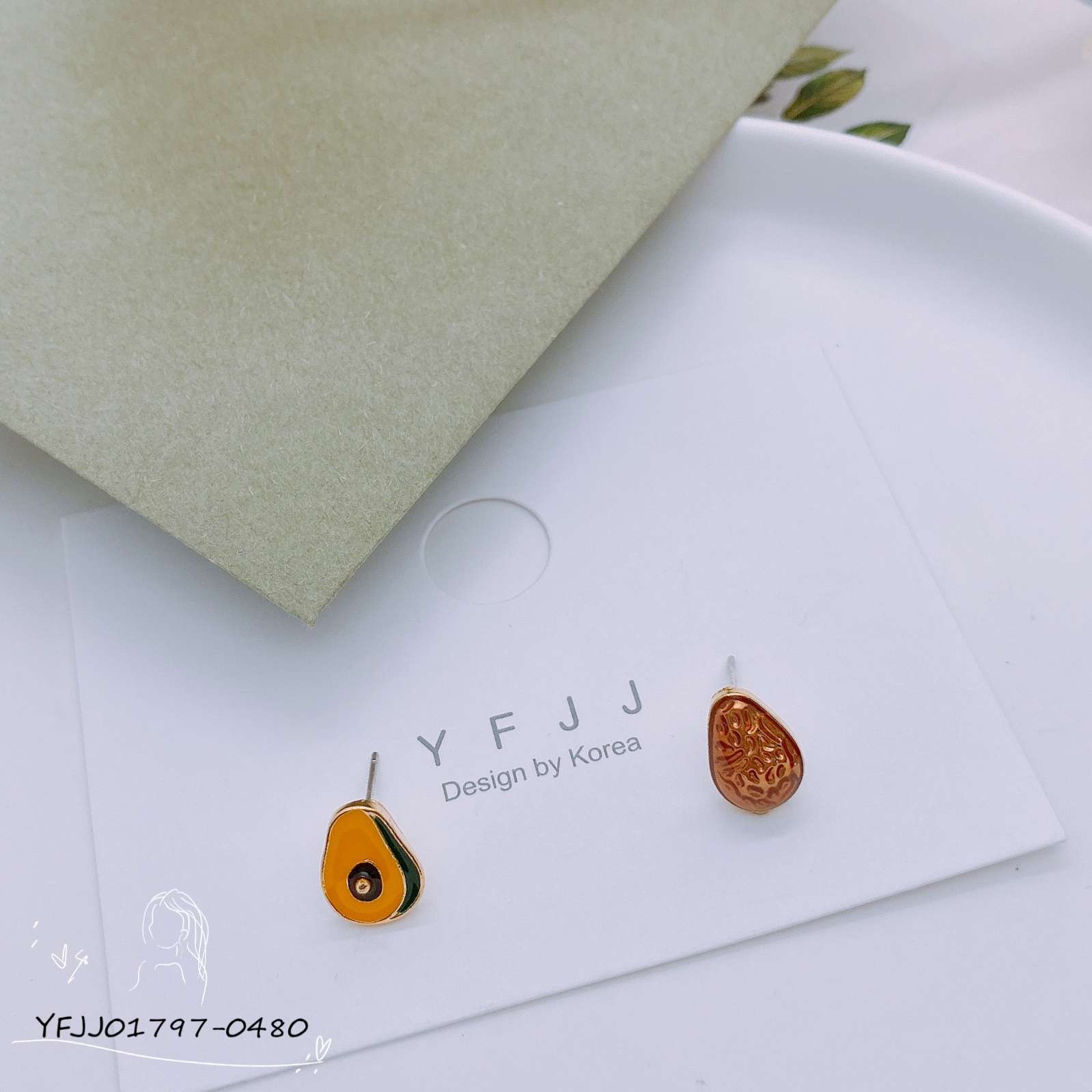 Korean Version Of The New Explosive 2020 Small Fresh Avocado 🥑 Earrings details Picture