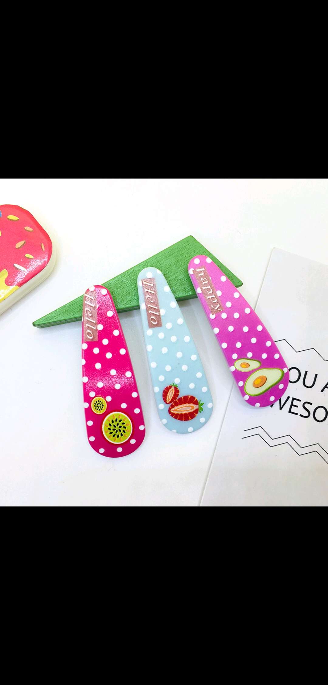 韩版甜美水果印花BB夹卡通宝宝刘海发夹小孩学生可爱糖果白底实物图