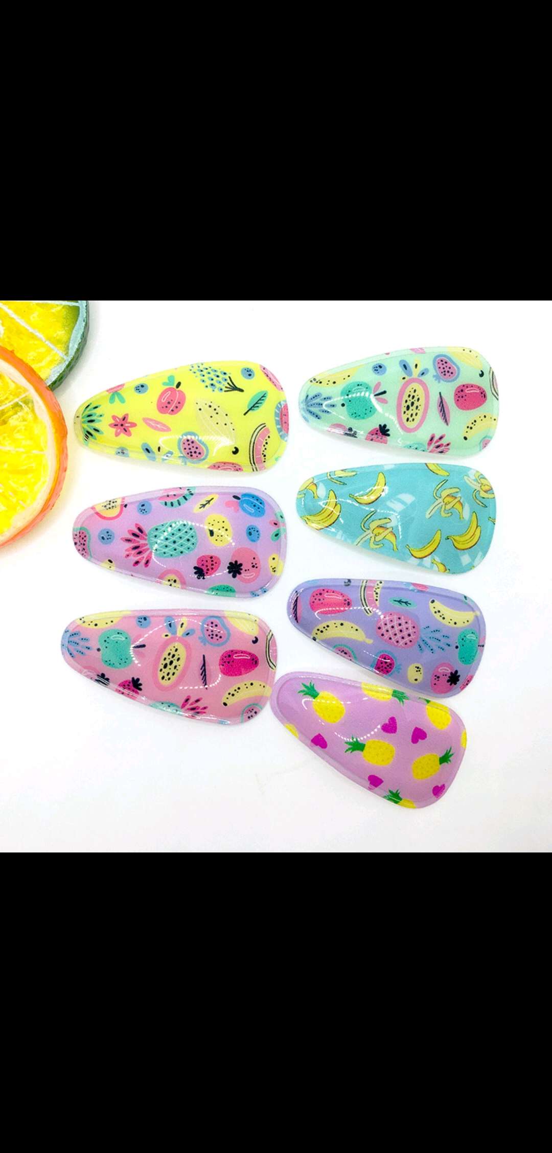 Sweet PVC BB clips from Japan and South Korea, children's and students' hair clips, printed double clips, fringe clips, fruits that won't harm hair