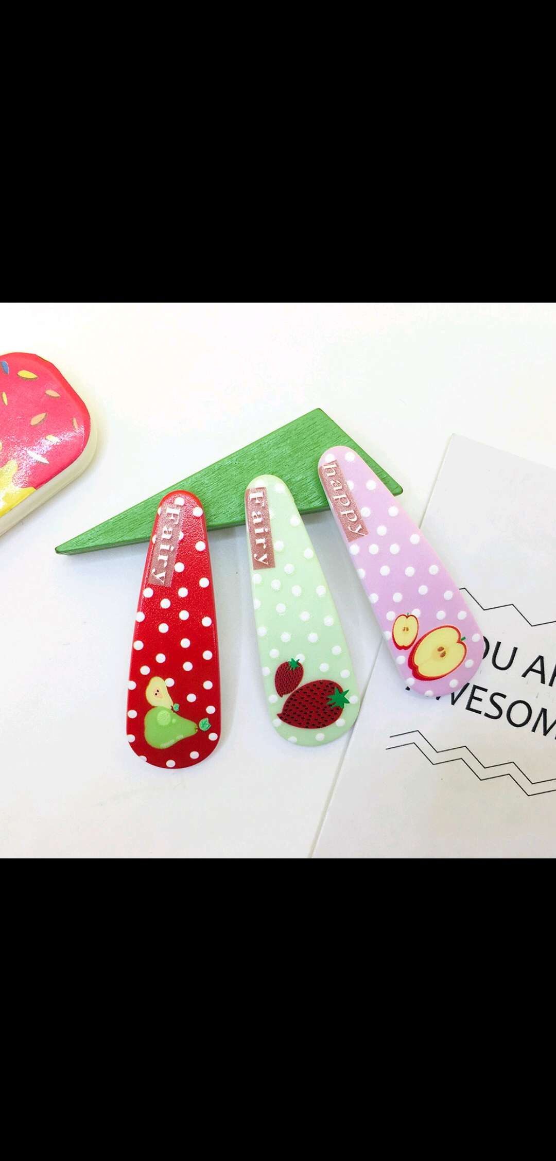 Korean sweet fruit print BB clip, cartoon baby bangs hair clip, cute for children and students details Picture