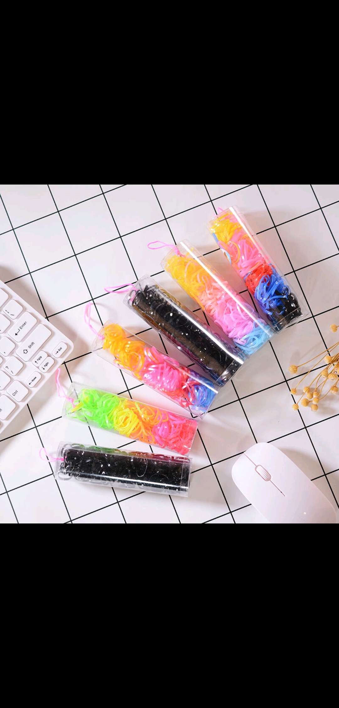 Disposable rubber band, middle tube, candy-colored children's multi-color rubber band, hair band, large tube, hair accessory ht details Picture