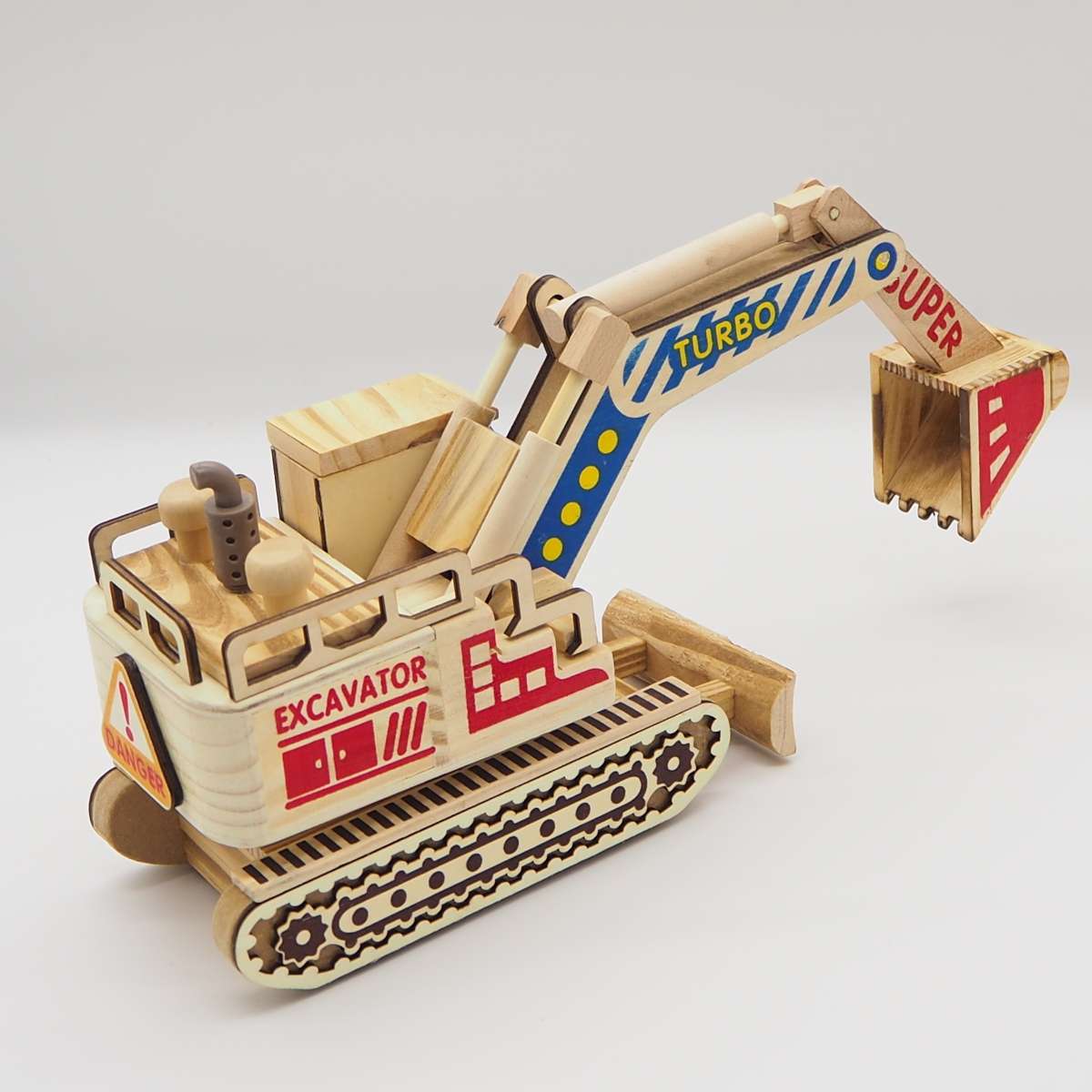 Wooden craft toy color excavator undefined