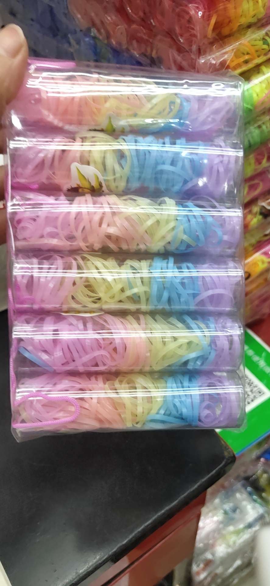 Disposable rubber band, middle tube, candy-colored children's multi-color rubber band hair band, hair rope tube, hair accessory ht details Picture