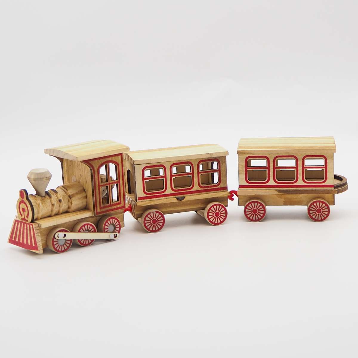 A three-carriage wooden craft toy train Application Scenario