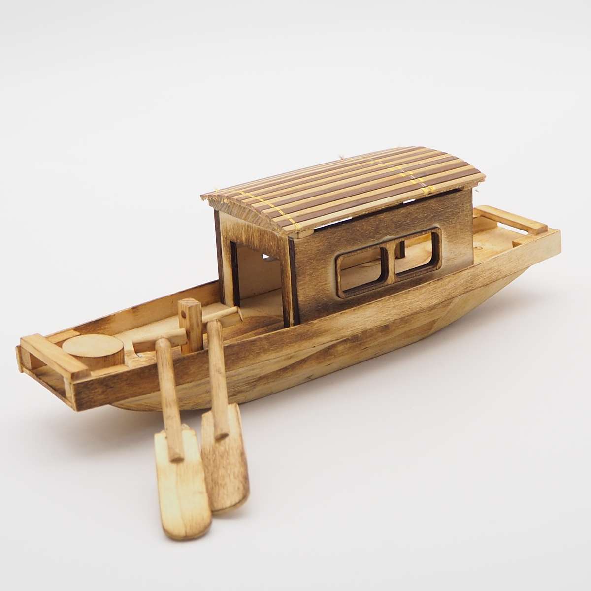 Wooden craft toy black-covered boat details Picture