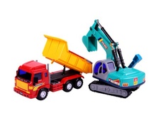 力利工程车系列儿童玩具车模32829挖土机+翻斗车组合惯性滑行