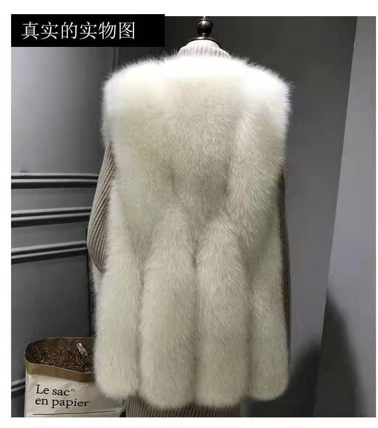 Selling New Imitation Fur Waistcoat Fox Hair Medium Long Women's Vest Slim Splicing Coat details Picture