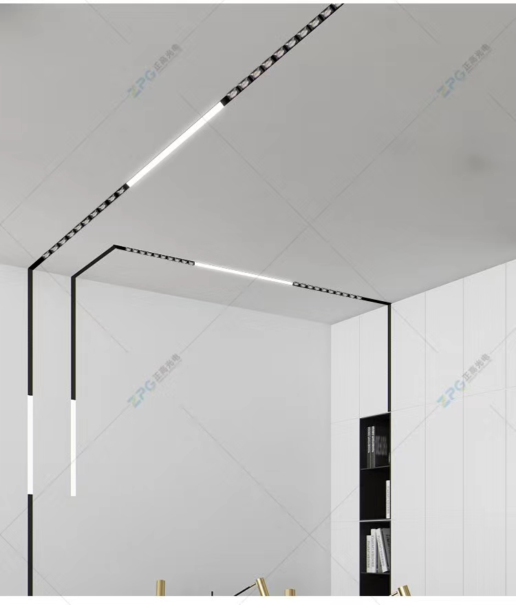 LED客厅无主灯照明磁吸轨道灯无边框嵌入式线条导轨射灯细节图