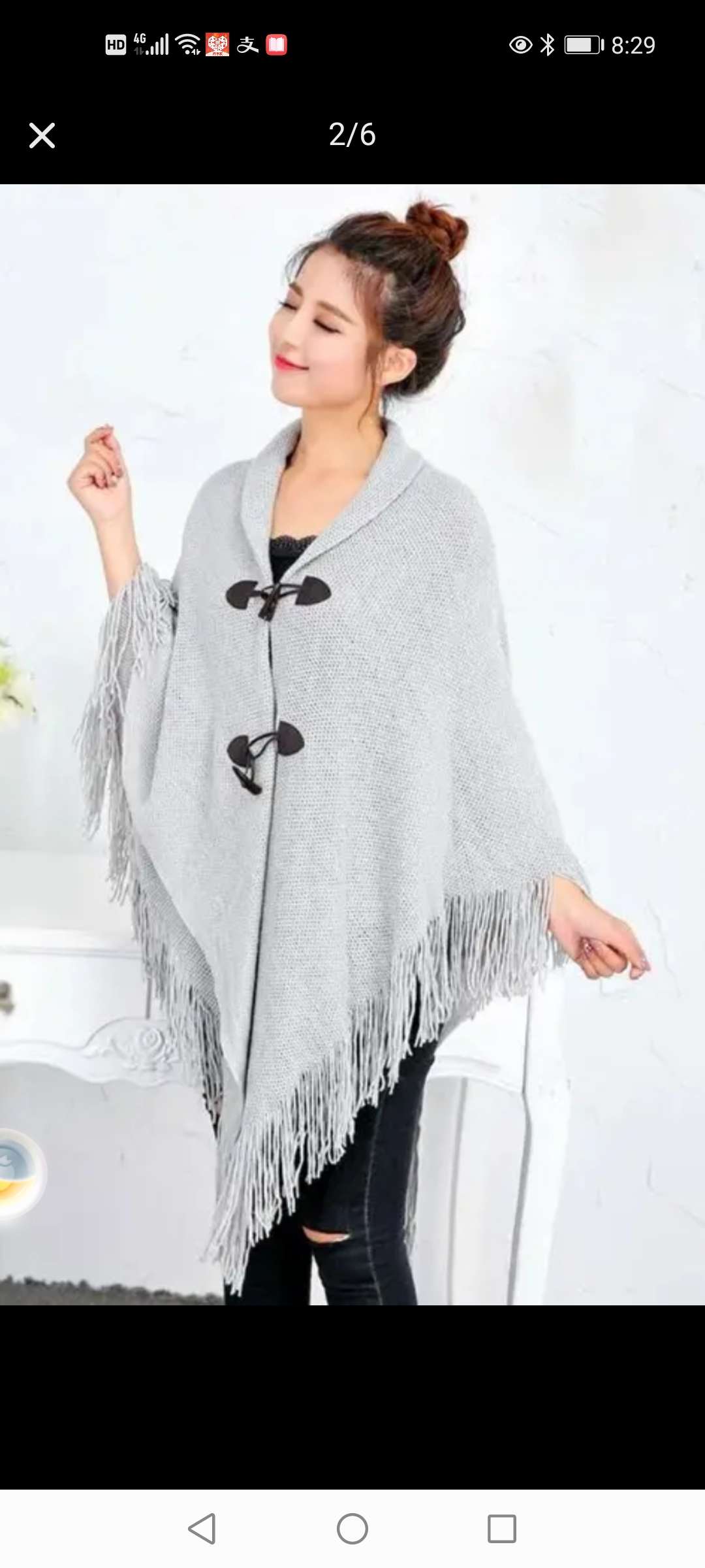 Large-sized buttoned bat sleeve knitted cardigan, women's shawl coat, women's fringed irregular mid-length sweater undefined