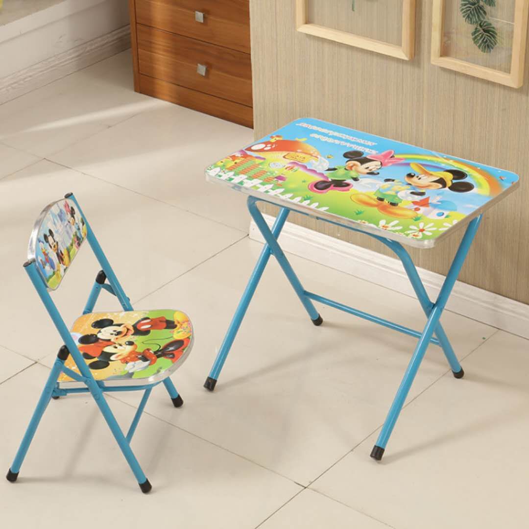 儿童升降折叠学习桌椅套装家用便携幼儿书桌饭桌玩具卡通小方桌子
