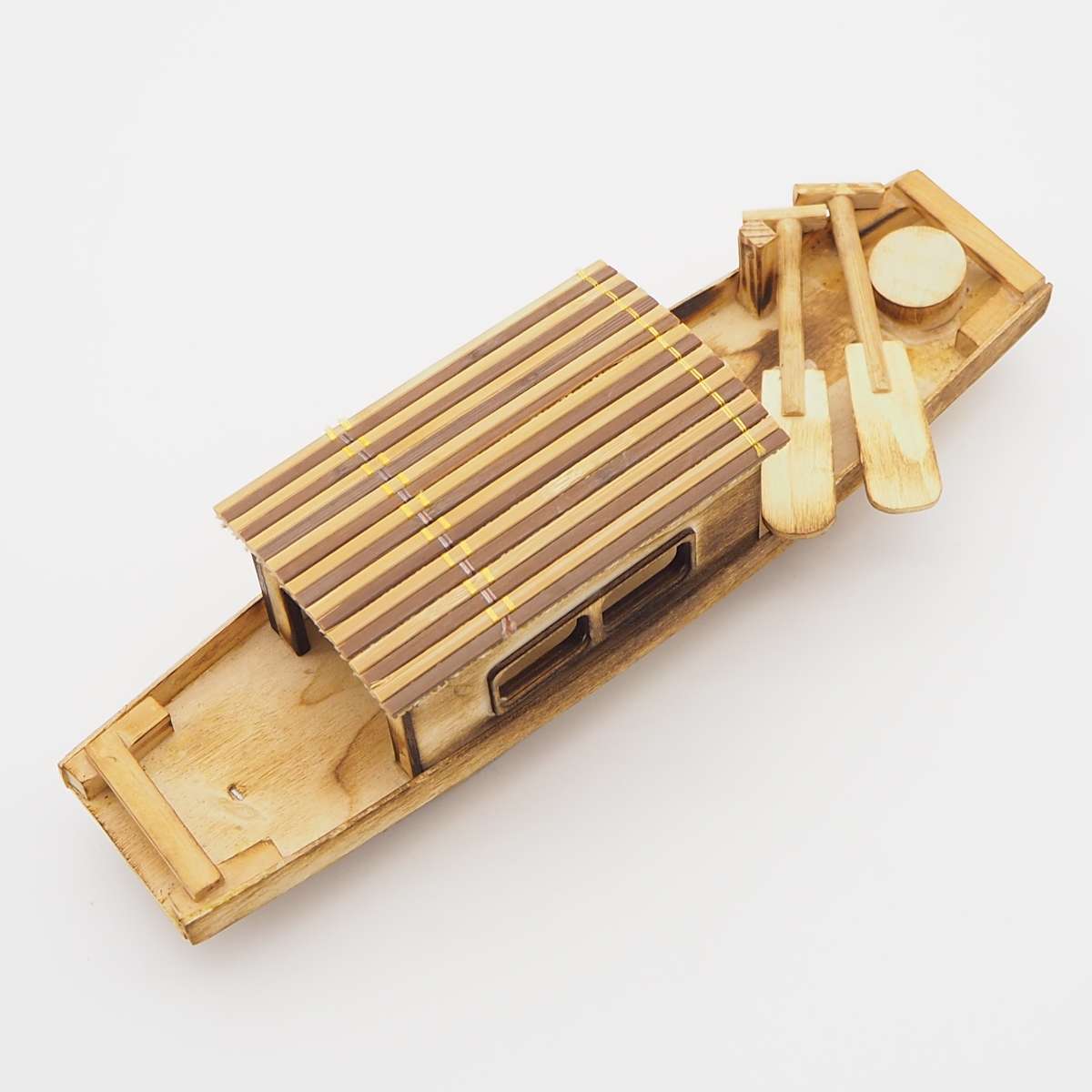 Wooden craft toy black-covered boat Item Picture