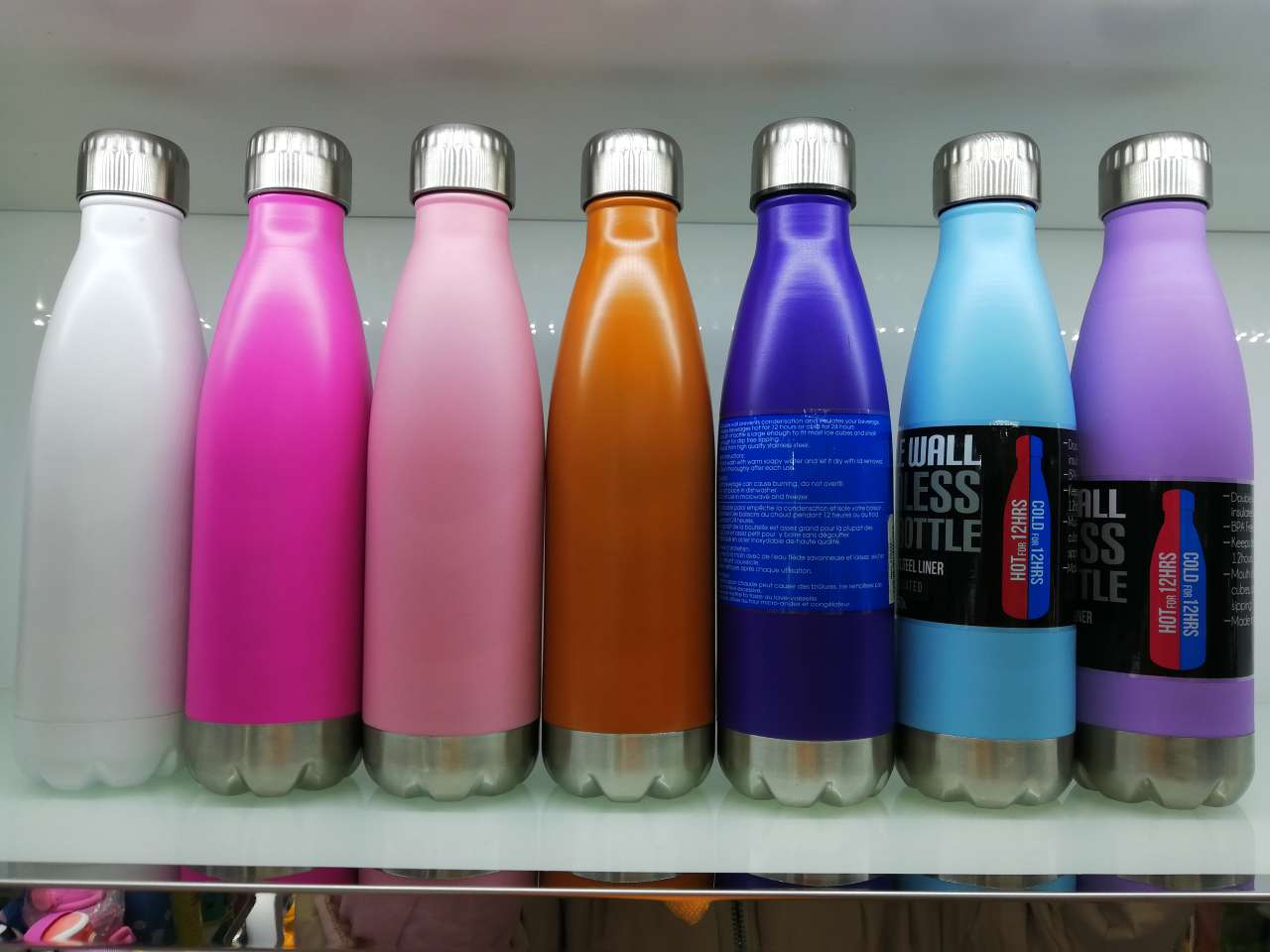 Thermos cup double vacuum stainless steel thermos cup Coke bottle 500ml plain paint multicolor