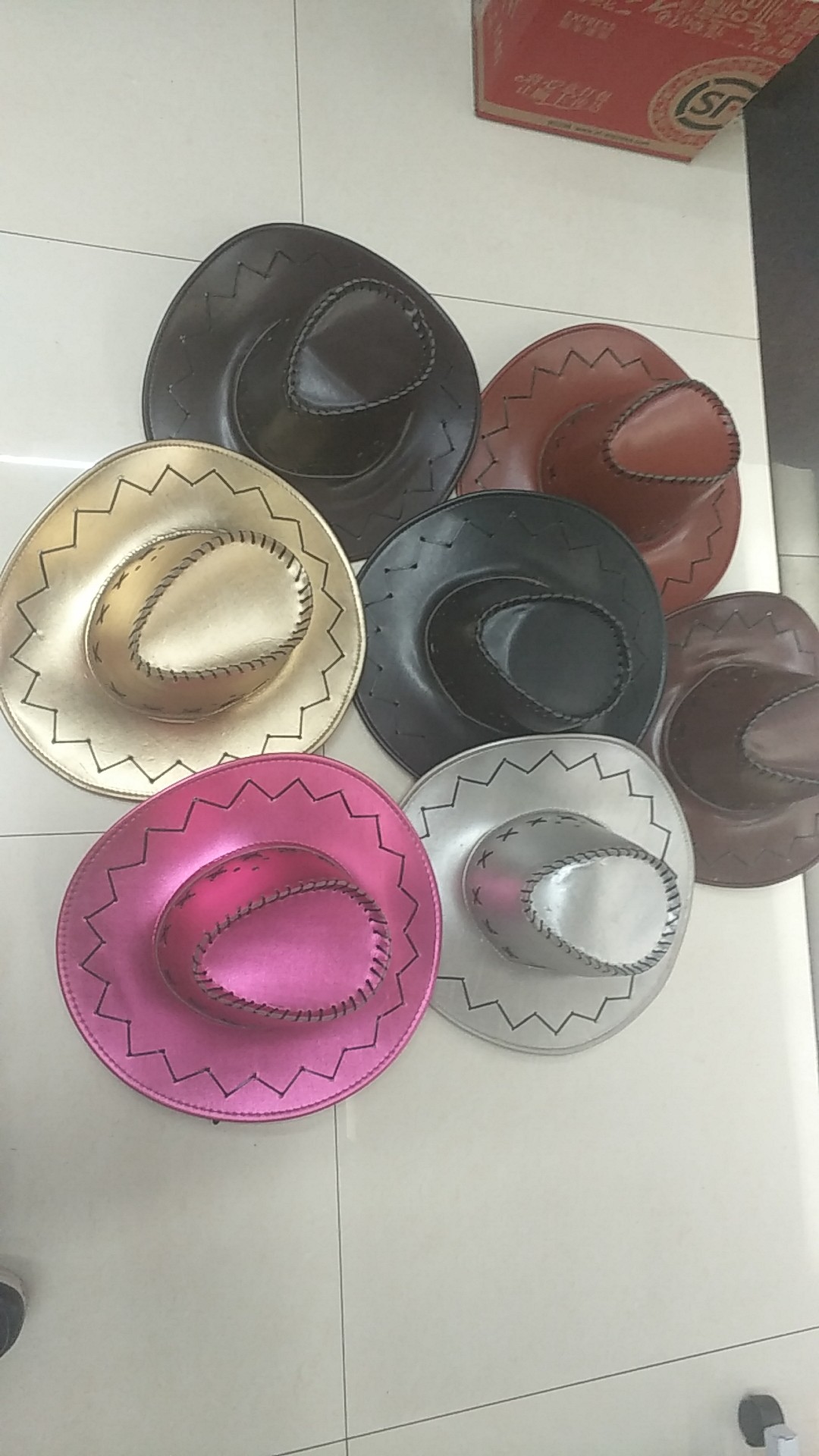 Leather western cowboy hat