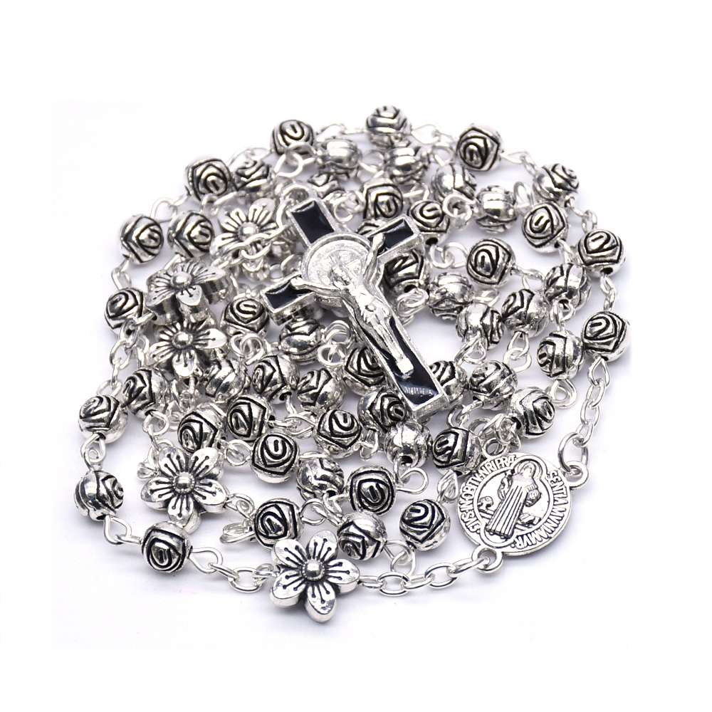 Professional religious manufacturer of Cross Necklace, metal roses, prayer beads