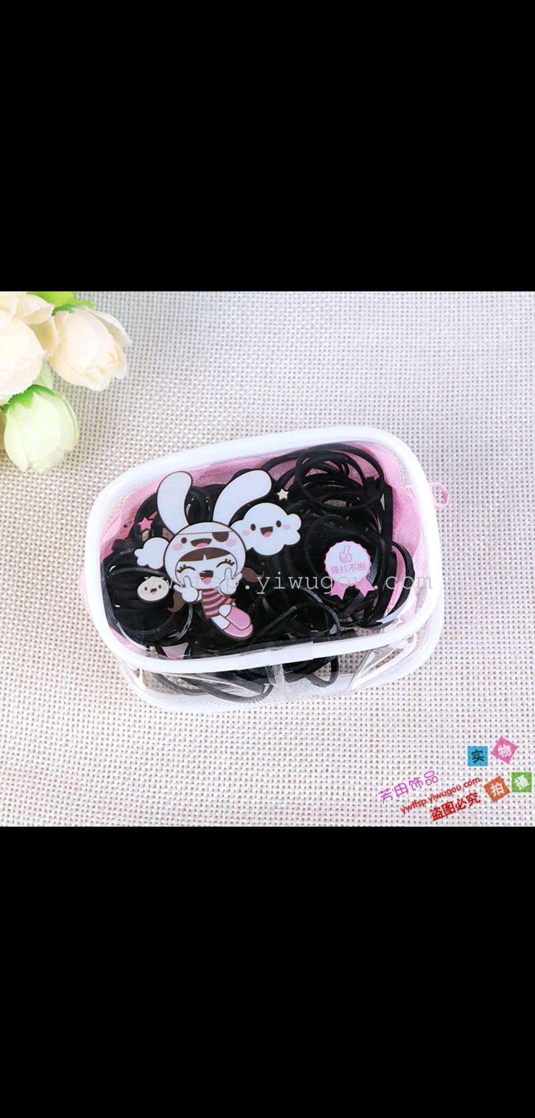 Factory wholesale of popular Korean-style disposable small rubber bands in square boxes, colorful strong-pull unbreakable children's hair ties and hair bands undefined