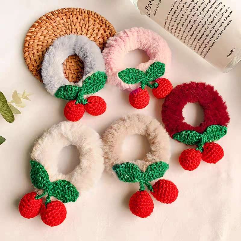 韩版简约毛球发圈头绳 女士时尚发饰品 甜美百搭大肠头绳