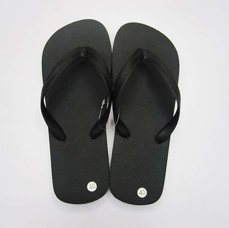 Men's black beach herringbone slippers details Picture