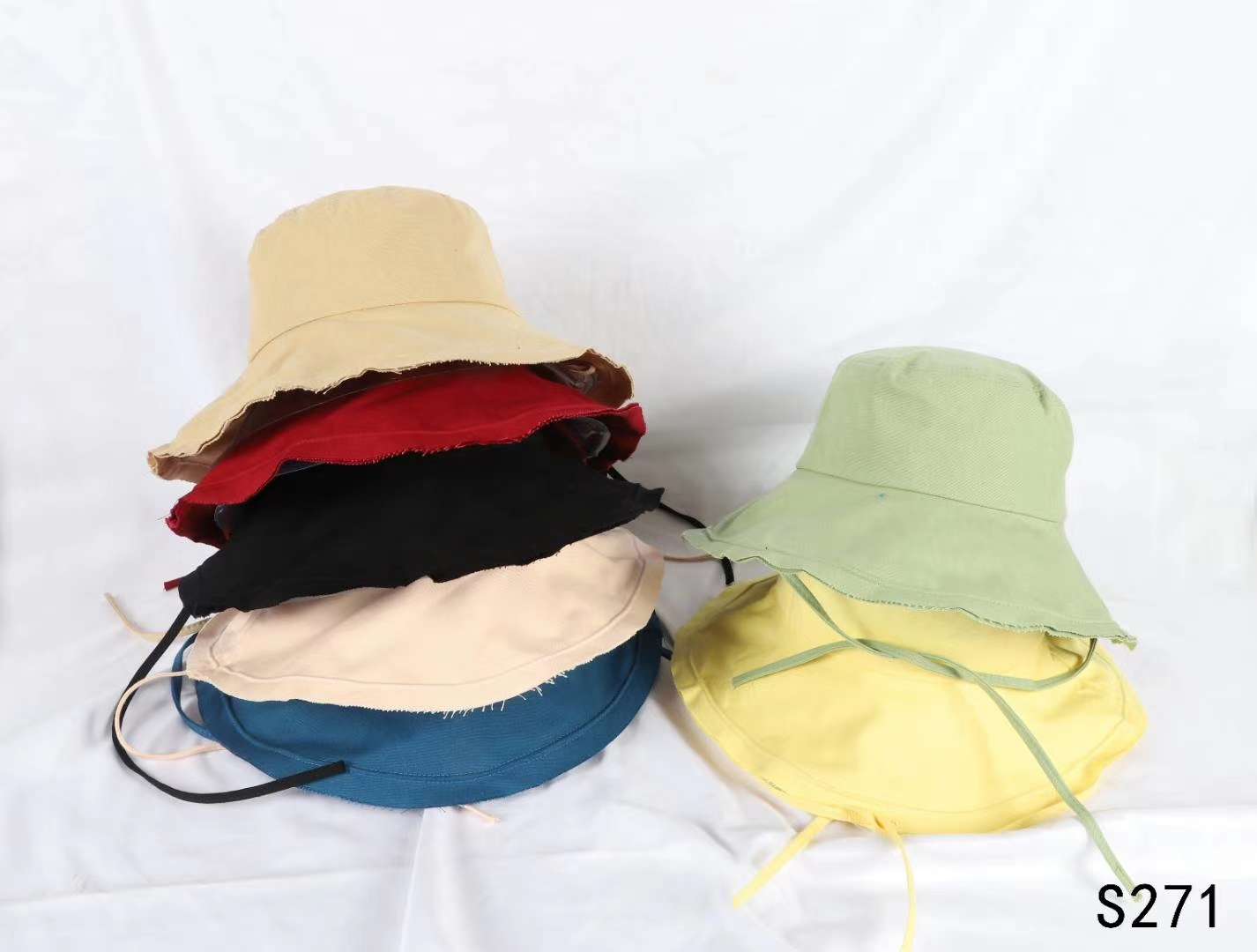 Frosted cowboy Fisherman Hat woman spring and summer thin frilled hat pure color day retro do old joker wide brimmed basin hat thumbnail