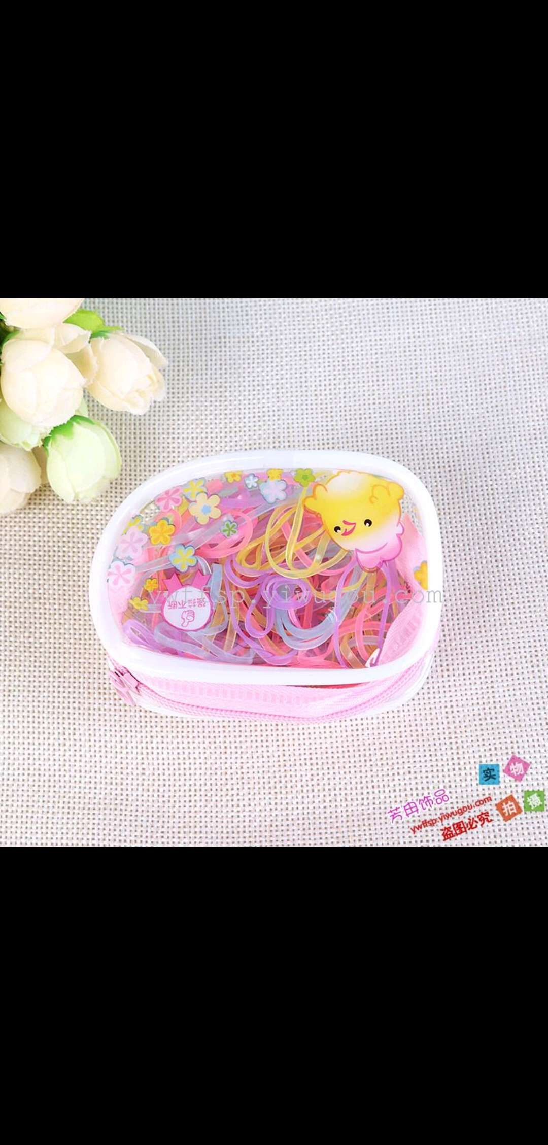 Factory wholesale of popular Korean-style disposable small rubber bands in square boxes, colorful strong-pull unbreakable children's hair ties and hair bands Application Scenario