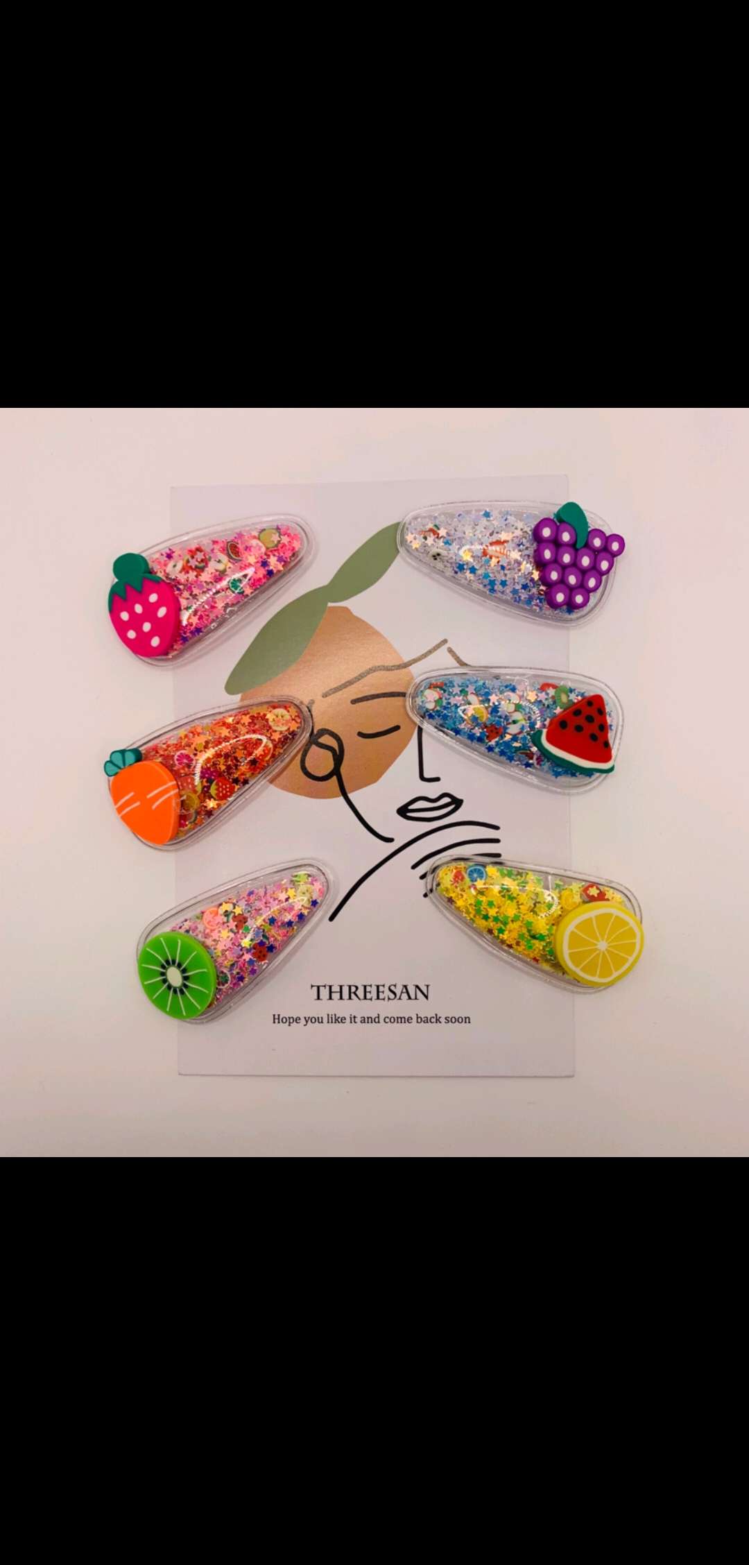 日韩儿童发夹学生发夹儿童发夹刘海夹可爱卡通水果流沙发夹BB夹